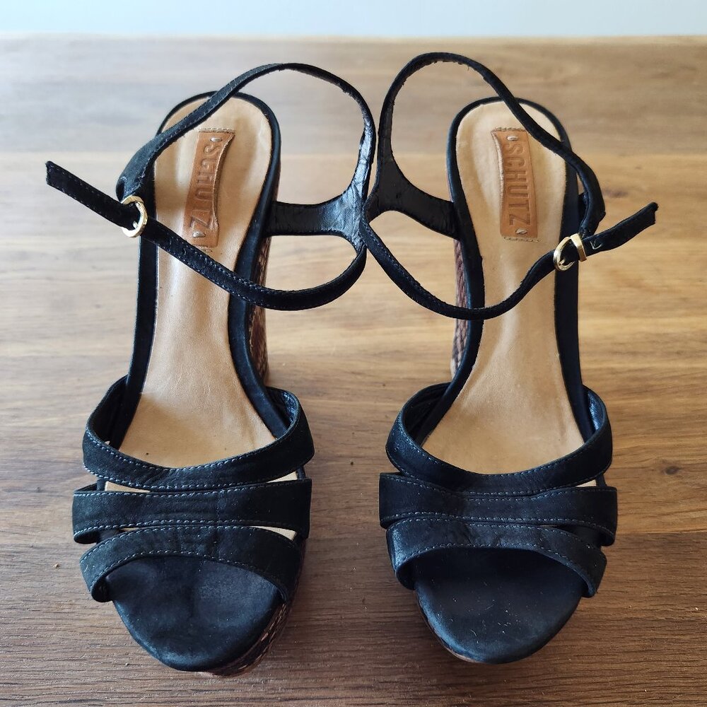SCHUTZ Platform wedge heels, size 10, barely worn.
